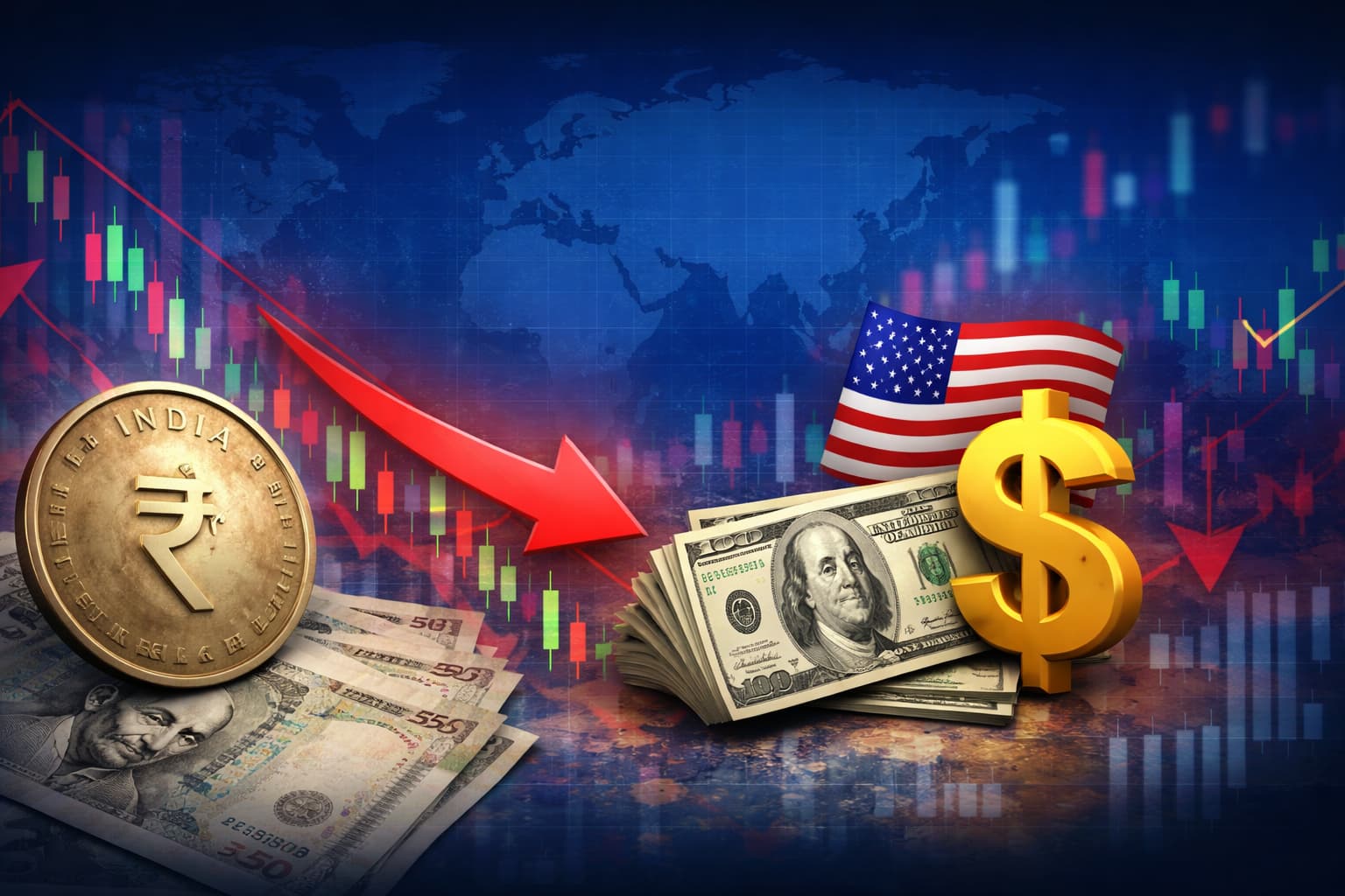 Currency decline Rupee vs Dollar