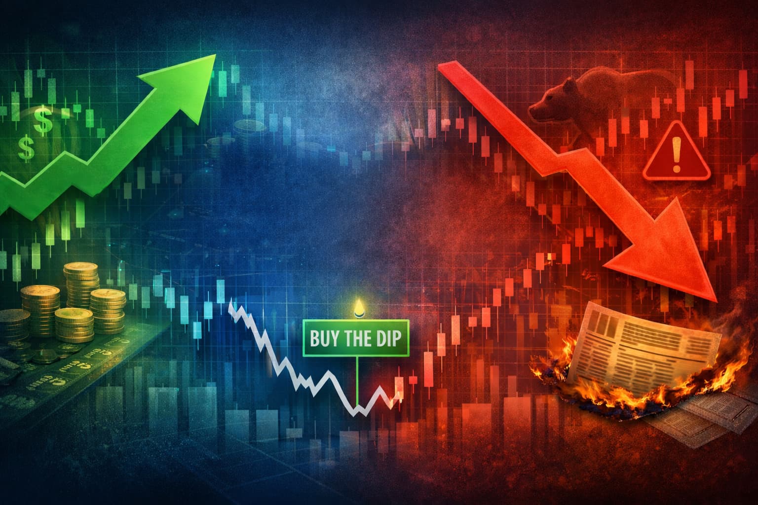 stock market dips and gains