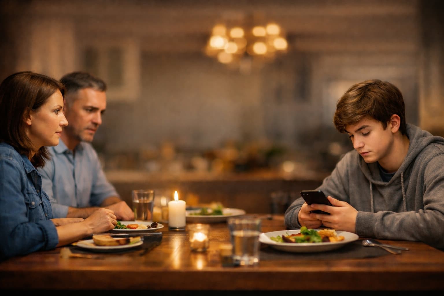 A quiet family dinner moment