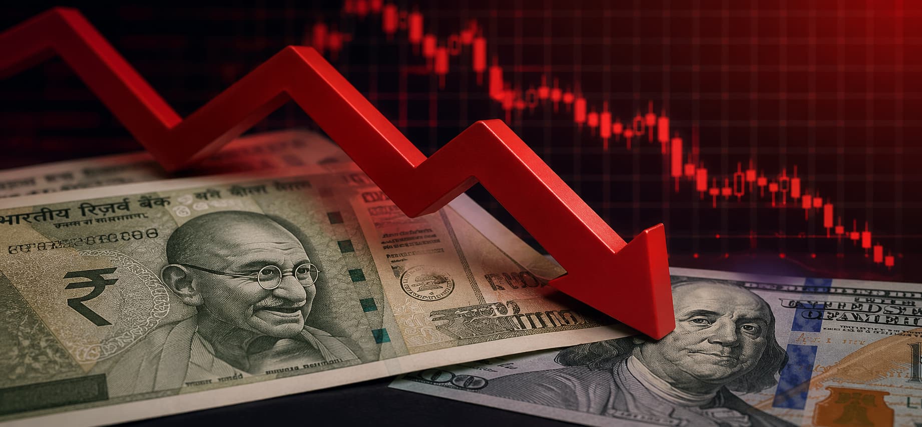 Market decline with rupee and dollar