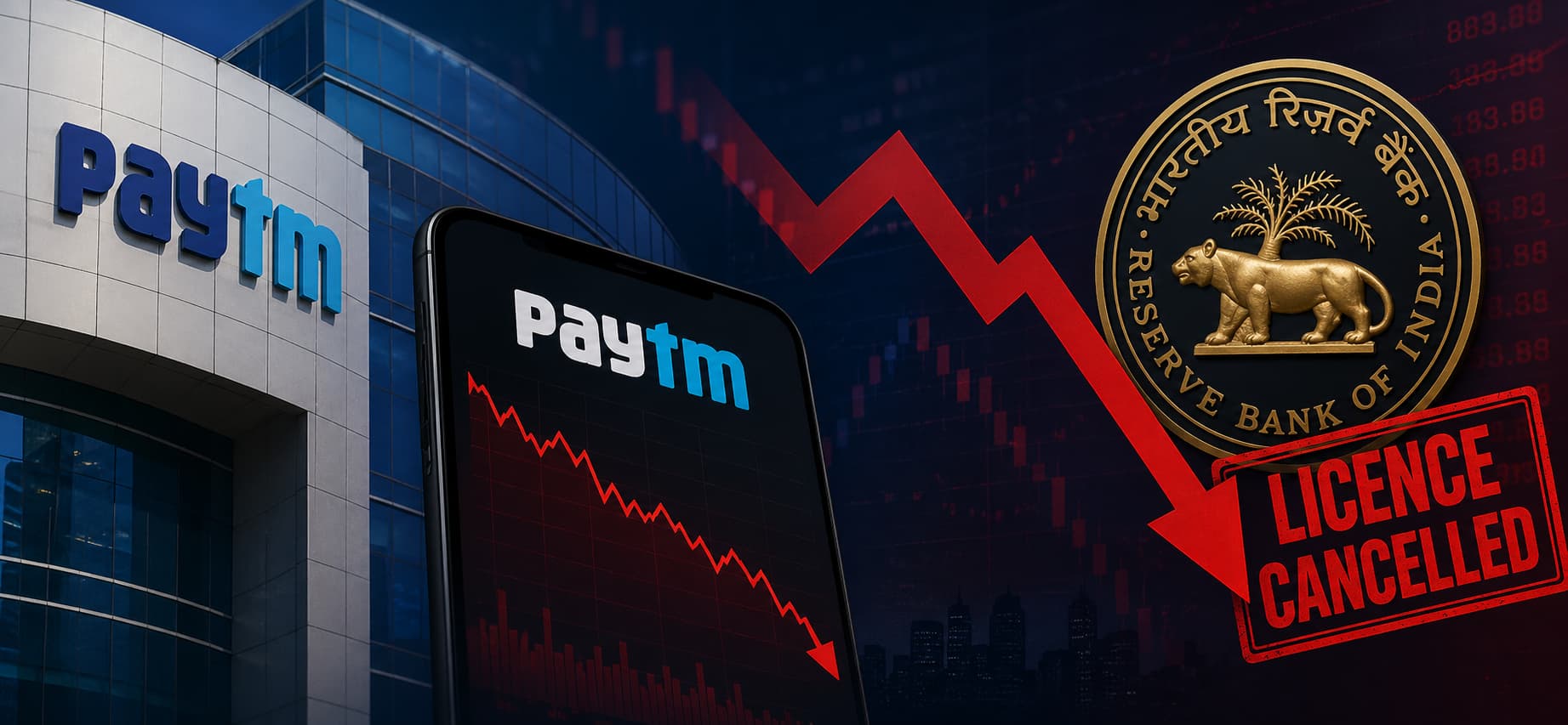Paytm stock crash news graphic