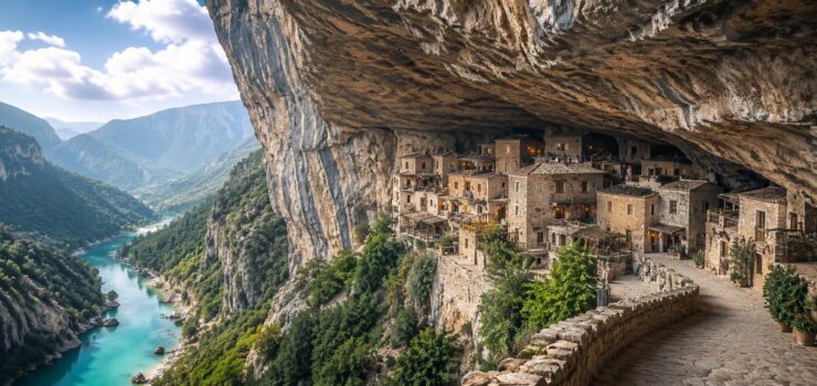 Hidden Town Built Under Massive Cliffs Attracts Global Tourists